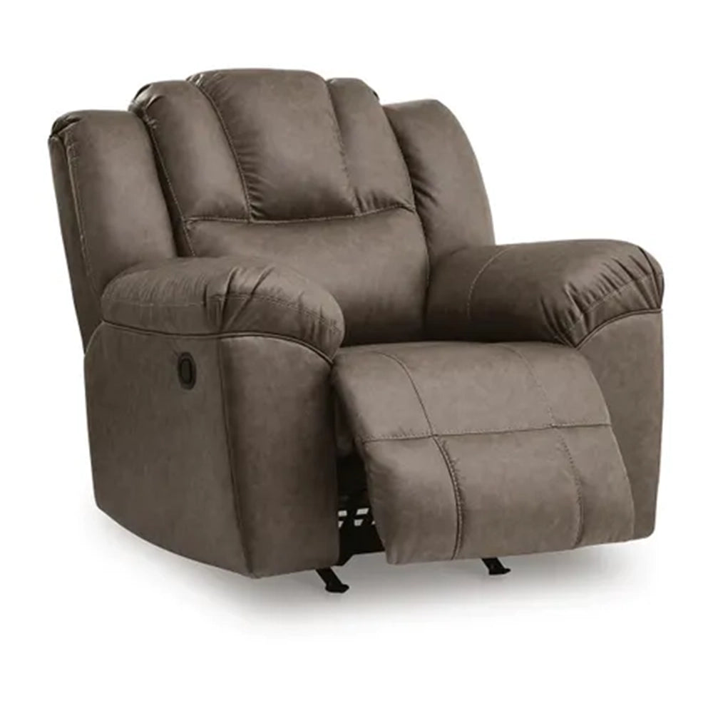 Bennett Coffee Contemporary Manual Rocker Recliner with Faux Leather Upholstery