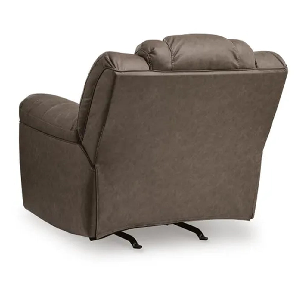 Bennett Coffee Contemporary Manual Rocker Recliner with Faux Leather Upholstery
