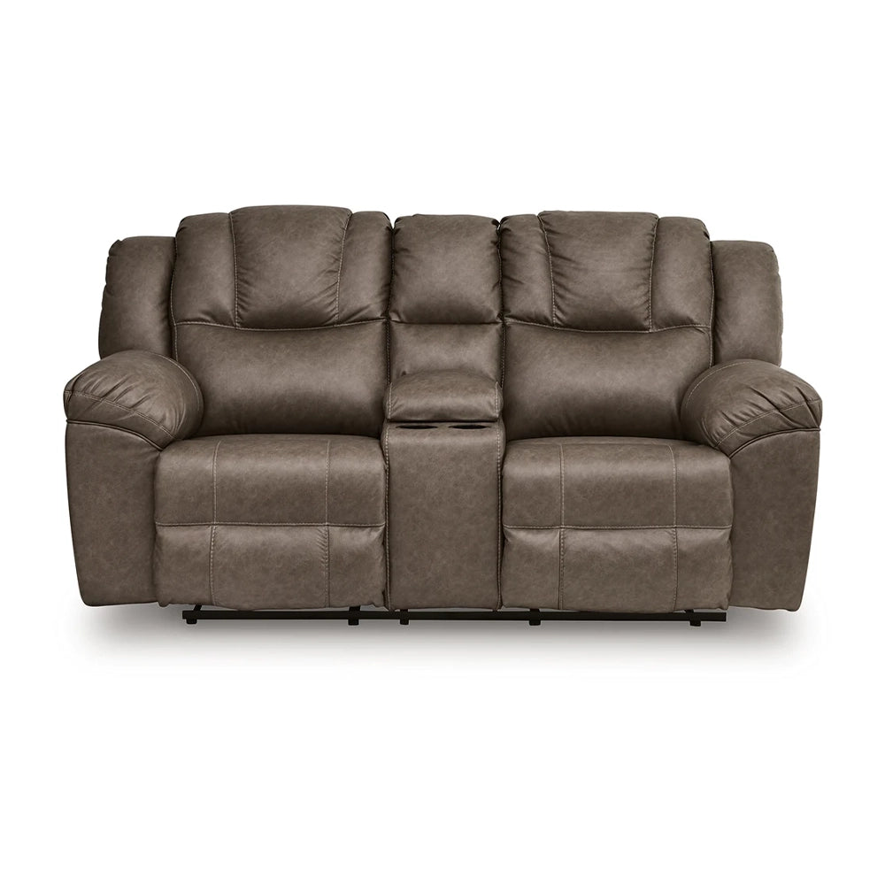 Bennett Coffee Contemporary Manual Reclining Sofa and Loveseat Living Room Set with Console and Cup Holders