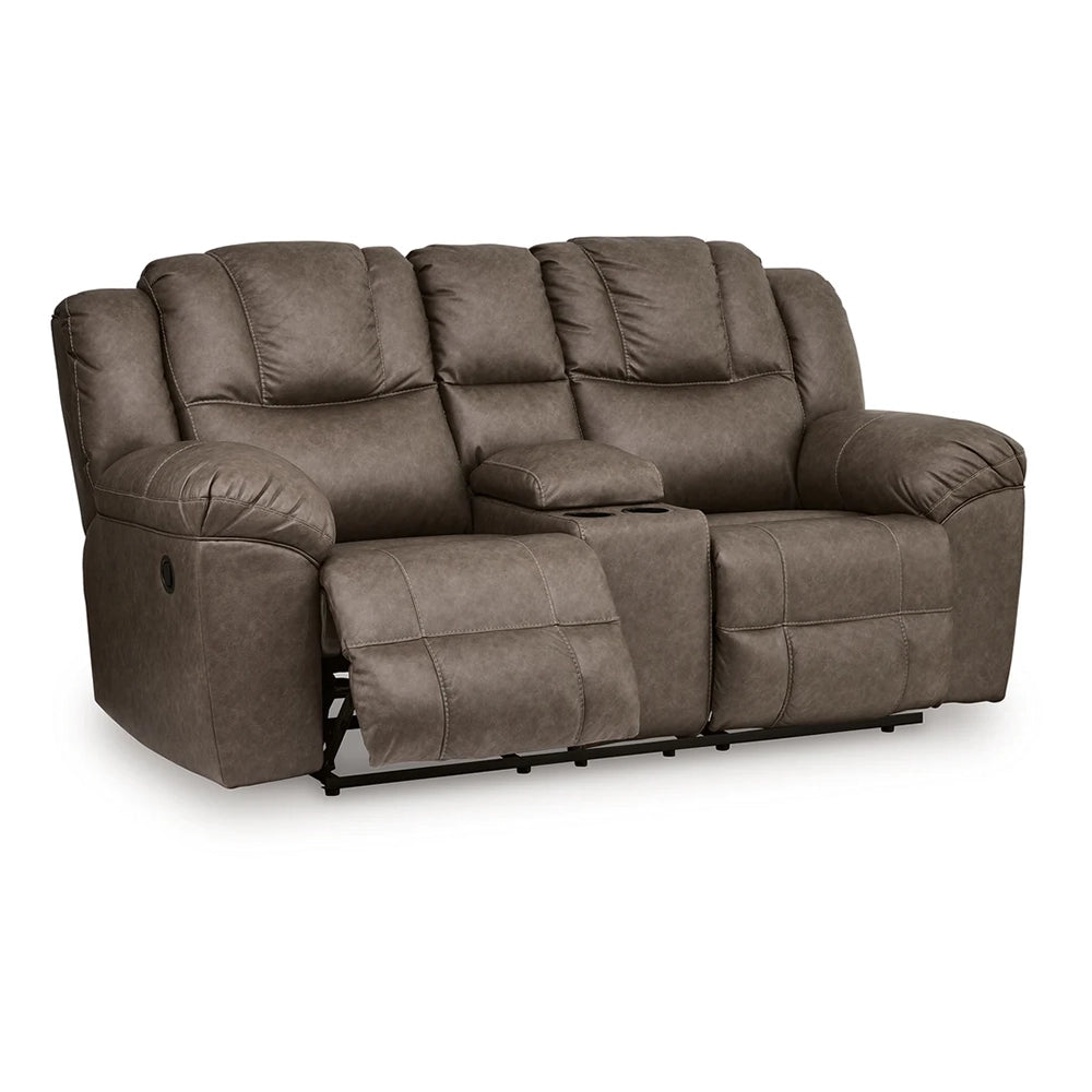 Bennett Coffee Contemporary Manual Reclining Loveseat with Console and Cup Holders