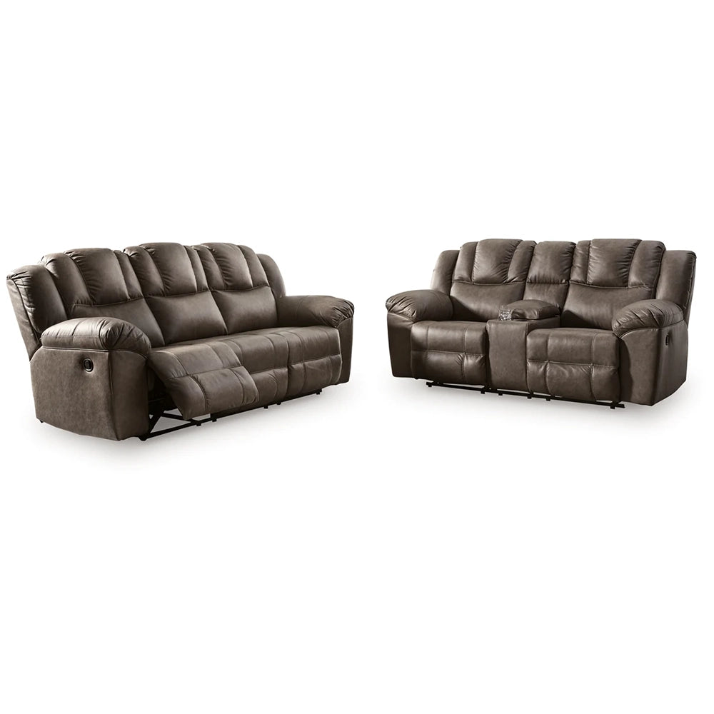 Bennett Coffee Contemporary Manual Reclining Sofa and Loveseat Living Room Set with Console and Cup Holders