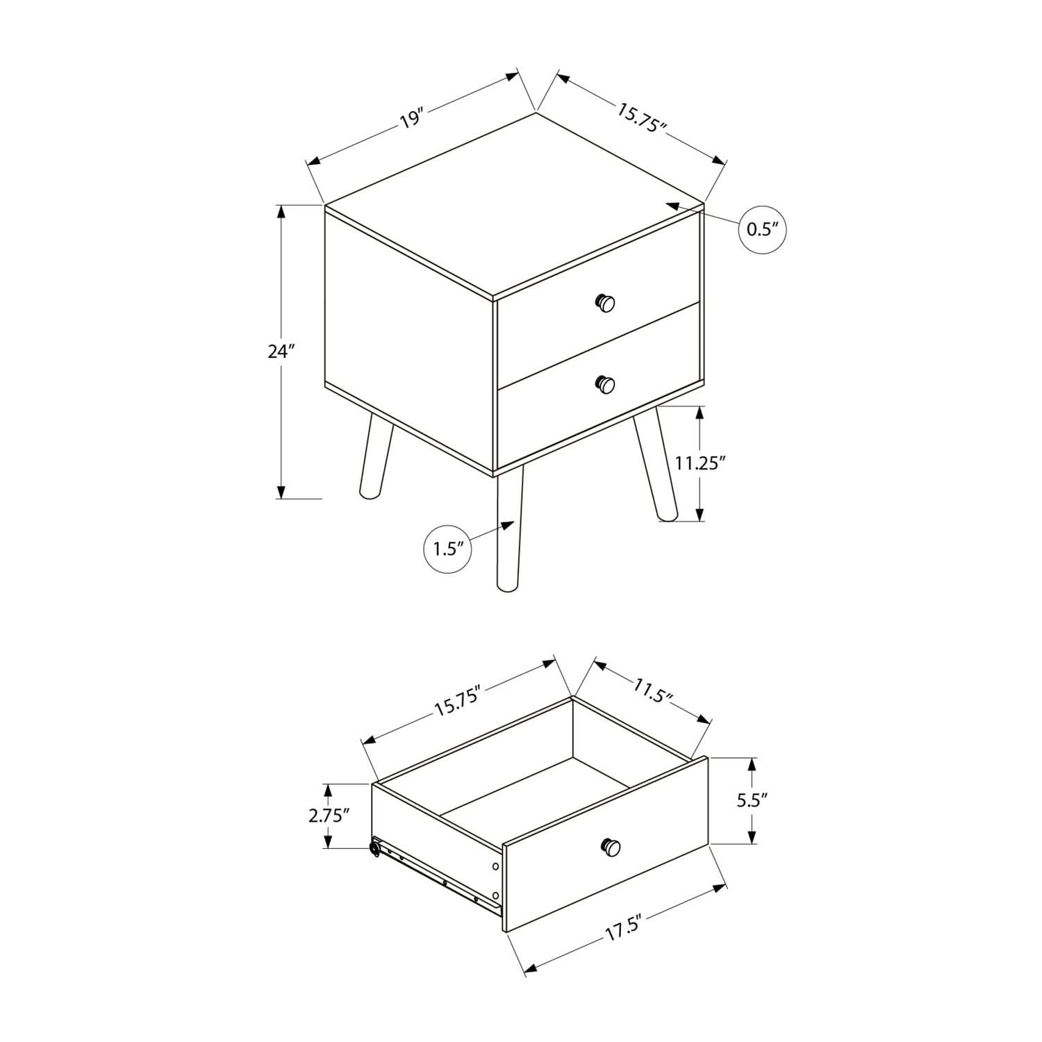 Accent Table & Storage Drawers - Black