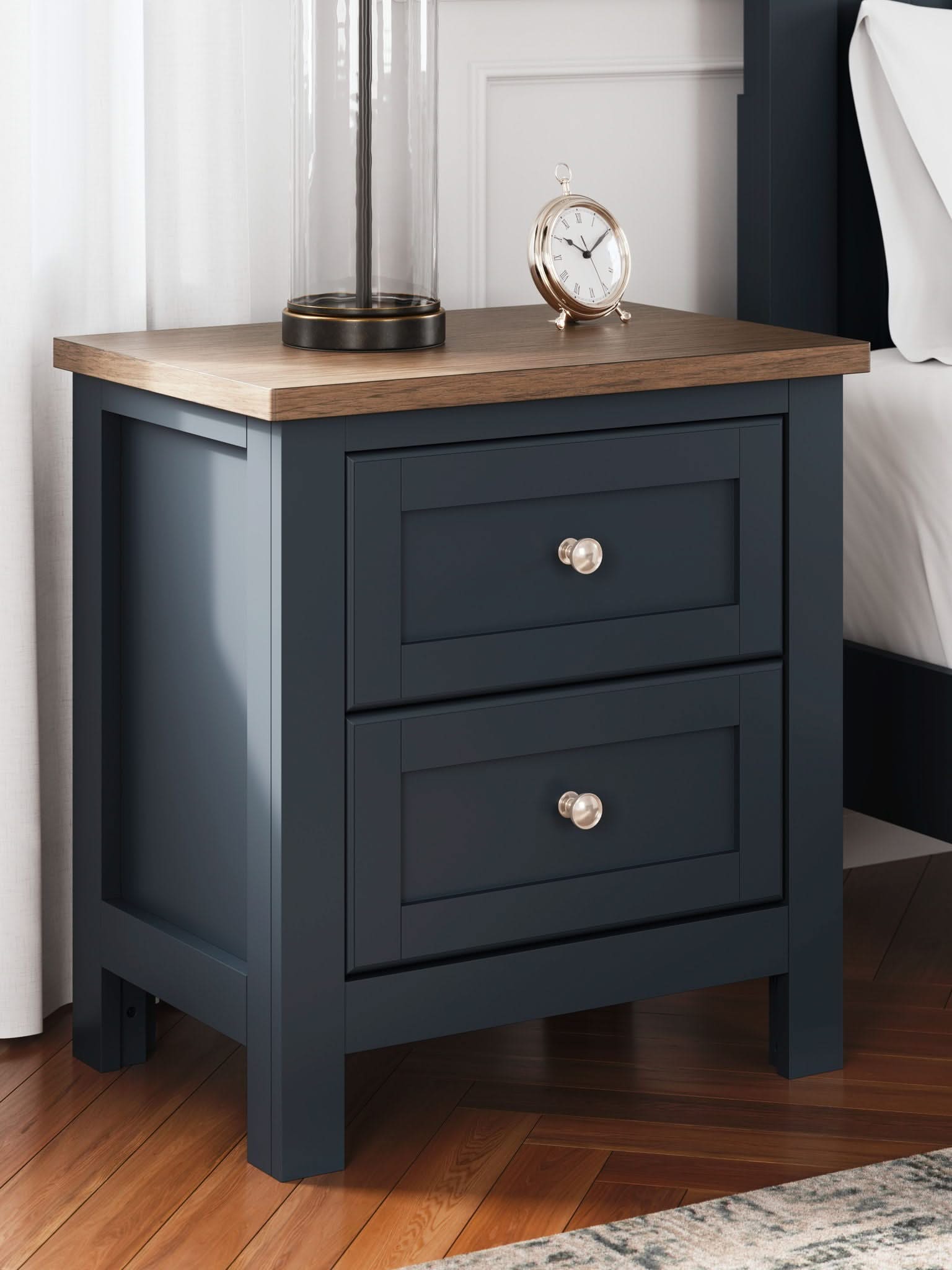 Landocken - Two Drawer Night Stand - Brown / Blue