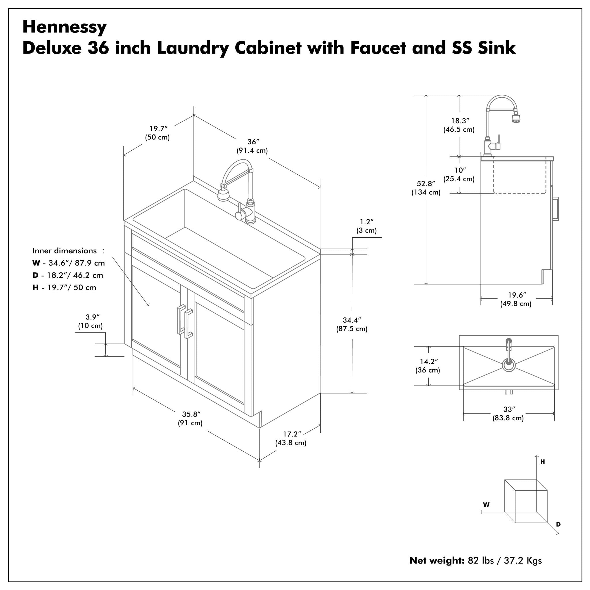 Hennessy - Deluxe Laundry Cabinet With Faucet And Stainless Steel Sink