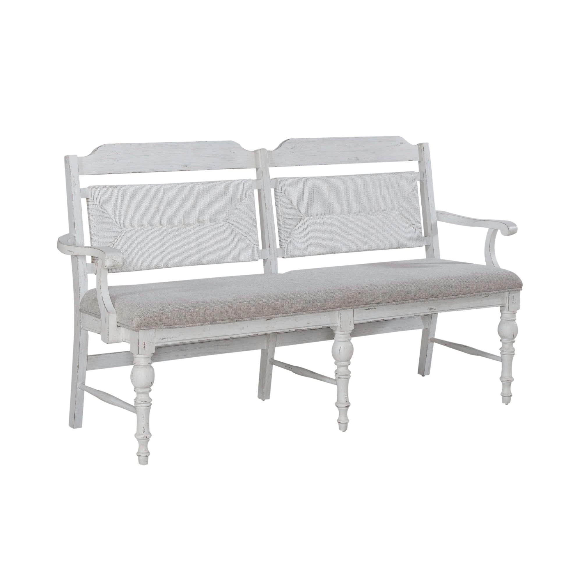 River Place - Panel Back Bench - Riverstone White & Tobacco