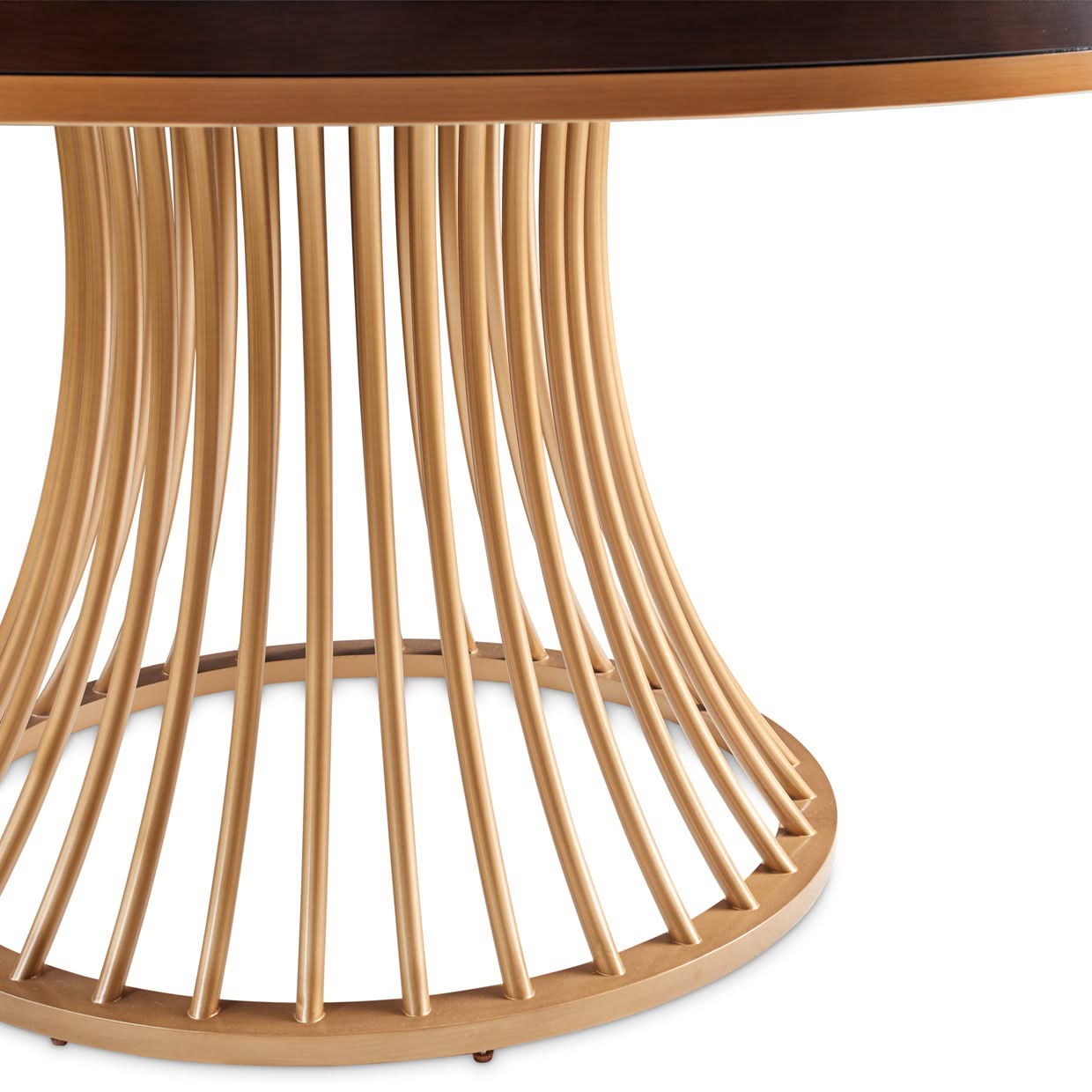 Camellia Field - Round Dining Table - Dark Brown / Gold