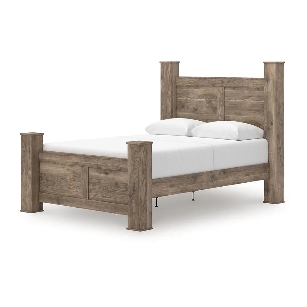 Blake Brown Poster Bed with Hickory Grain Finish