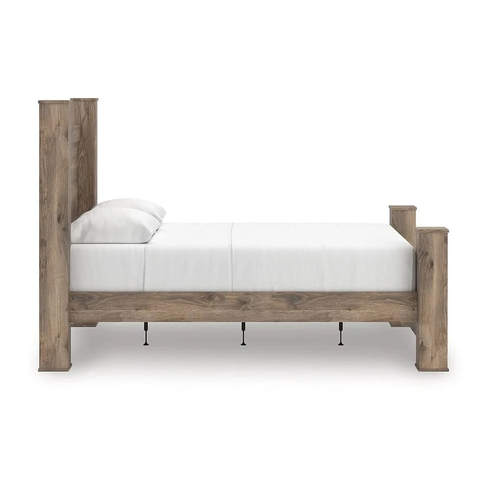 Blake Brown Poster Bed with Hickory Grain Finish