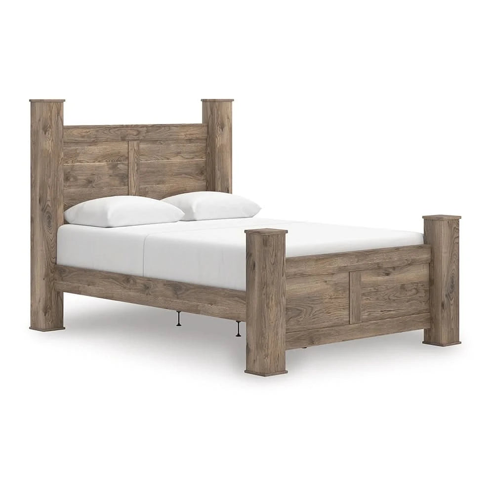 Blake Brown Poster Bed with Hickory Grain Finish
