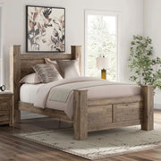 Blake Brown Poster Bed with Hickory Grain Finish