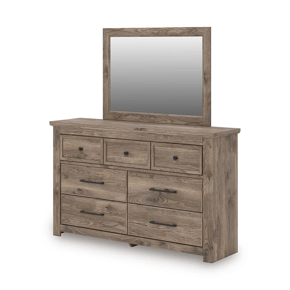 Blake Brown 5PC Bedroom Set with Poster Bed and Hickory Grain Finish