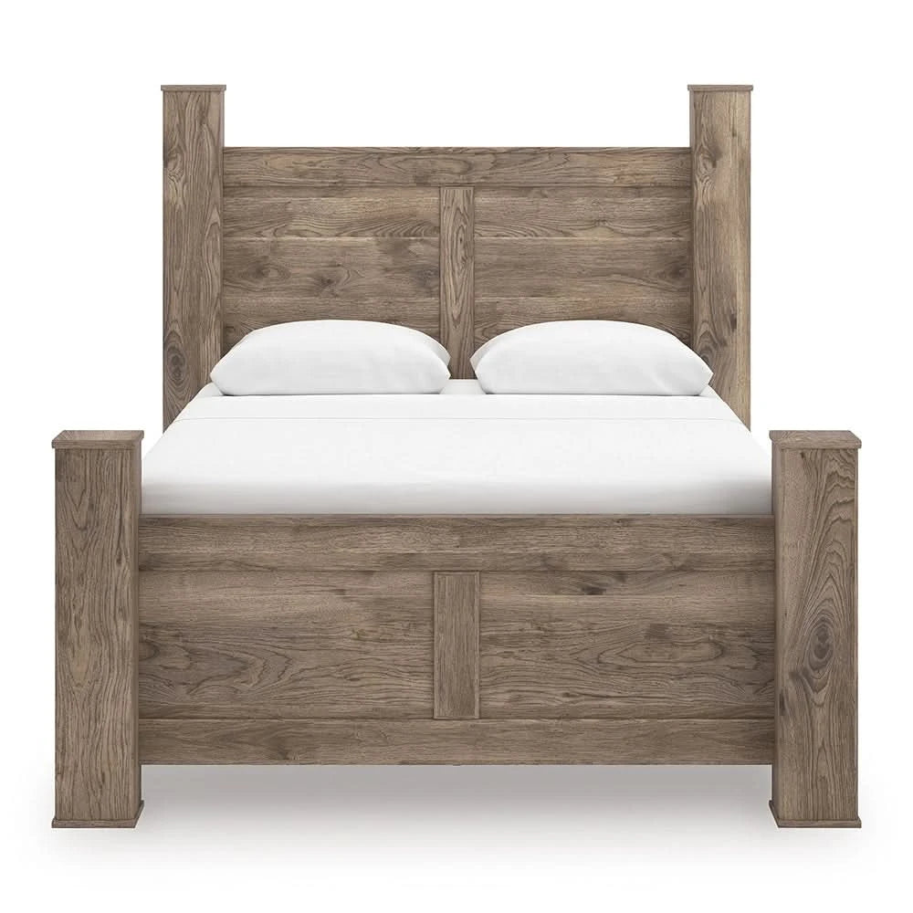 Blake Brown Poster Bed with Hickory Grain Finish