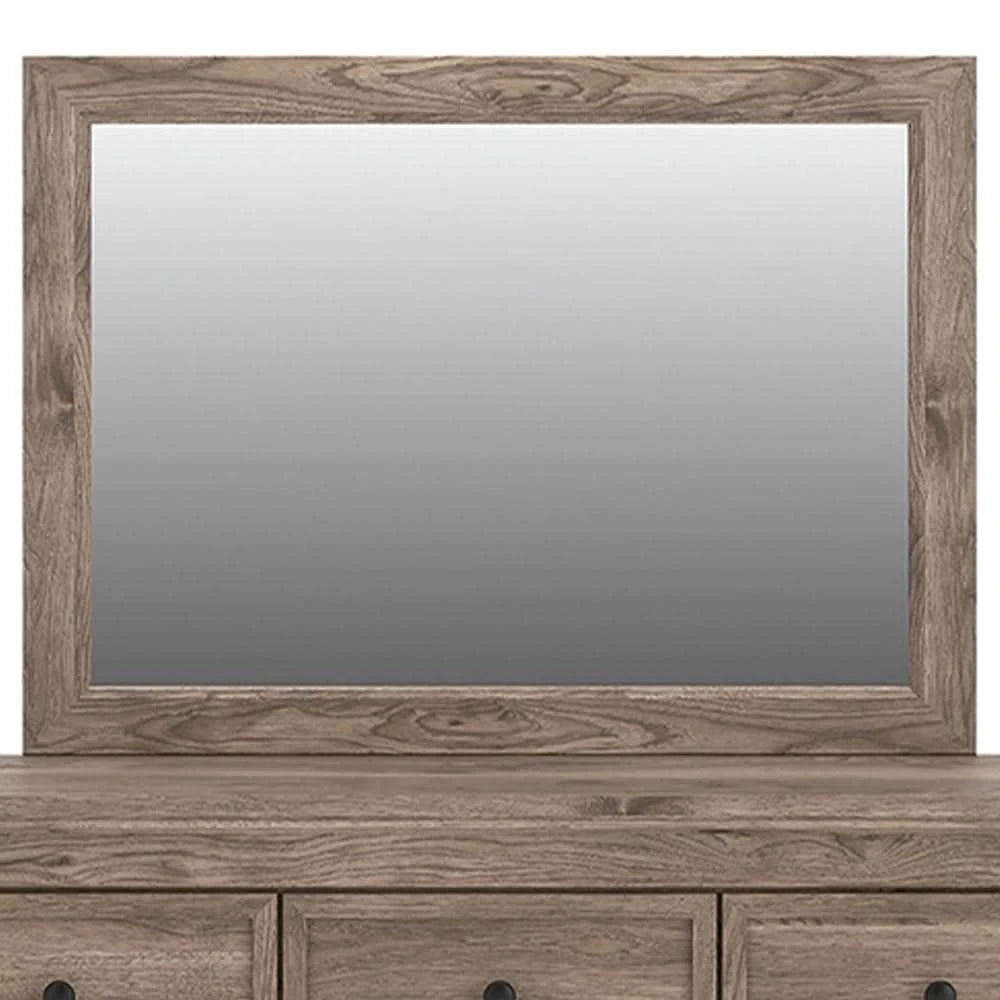Blake Brown Bedroom Mirror with Hickory Grain Finish