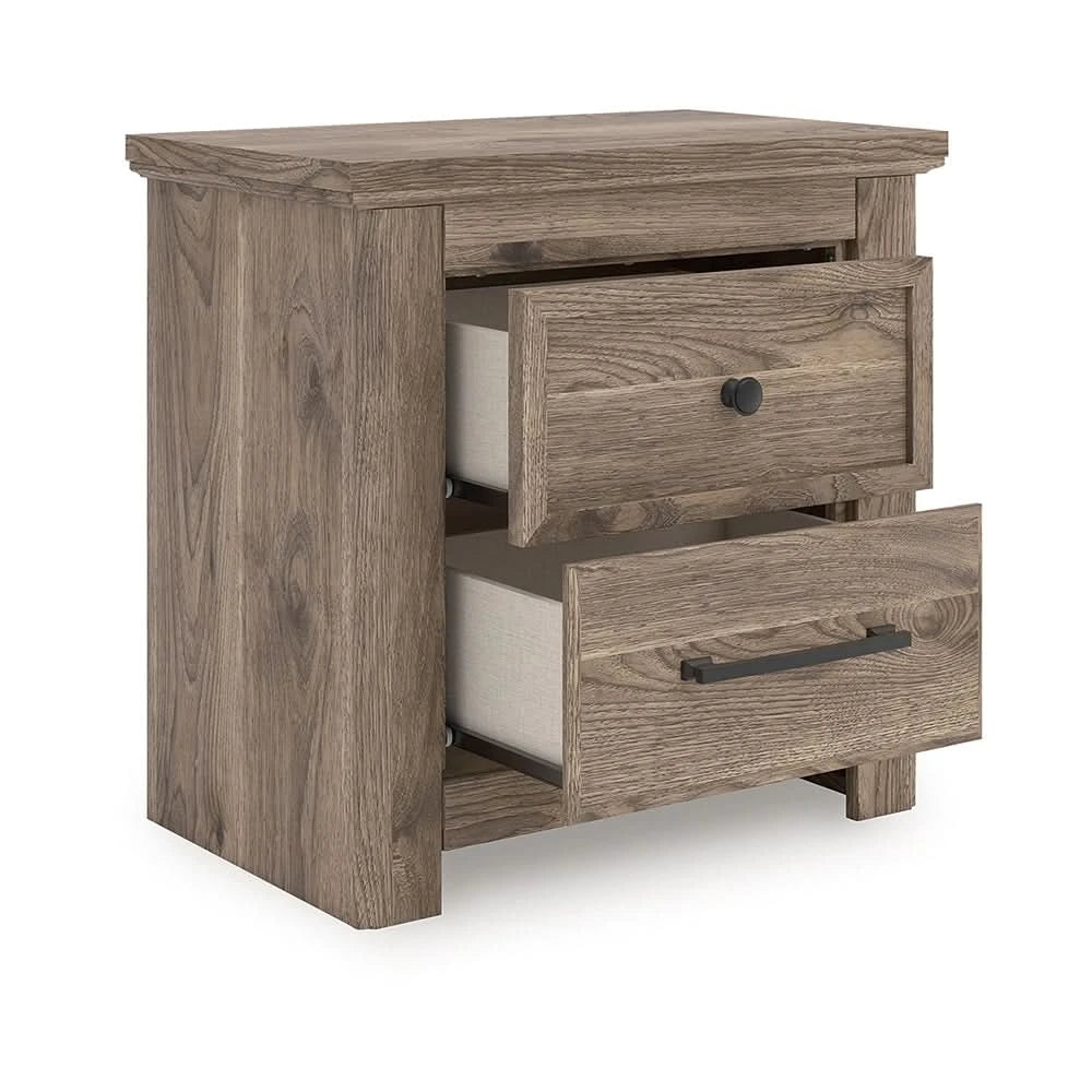 Blake Brown Nightstand with Hickory Grain Finish and USB Charging