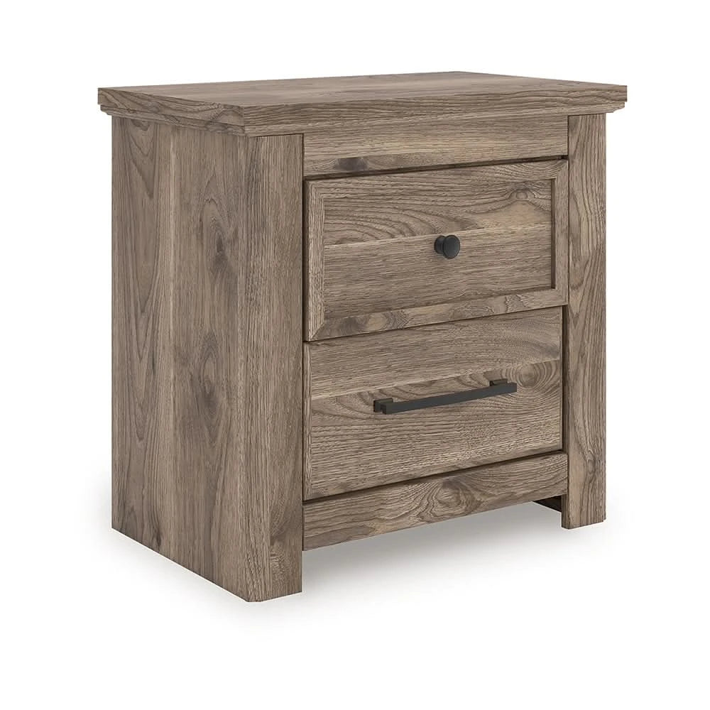 Blake Brown Nightstand with Hickory Grain Finish and USB Charging
