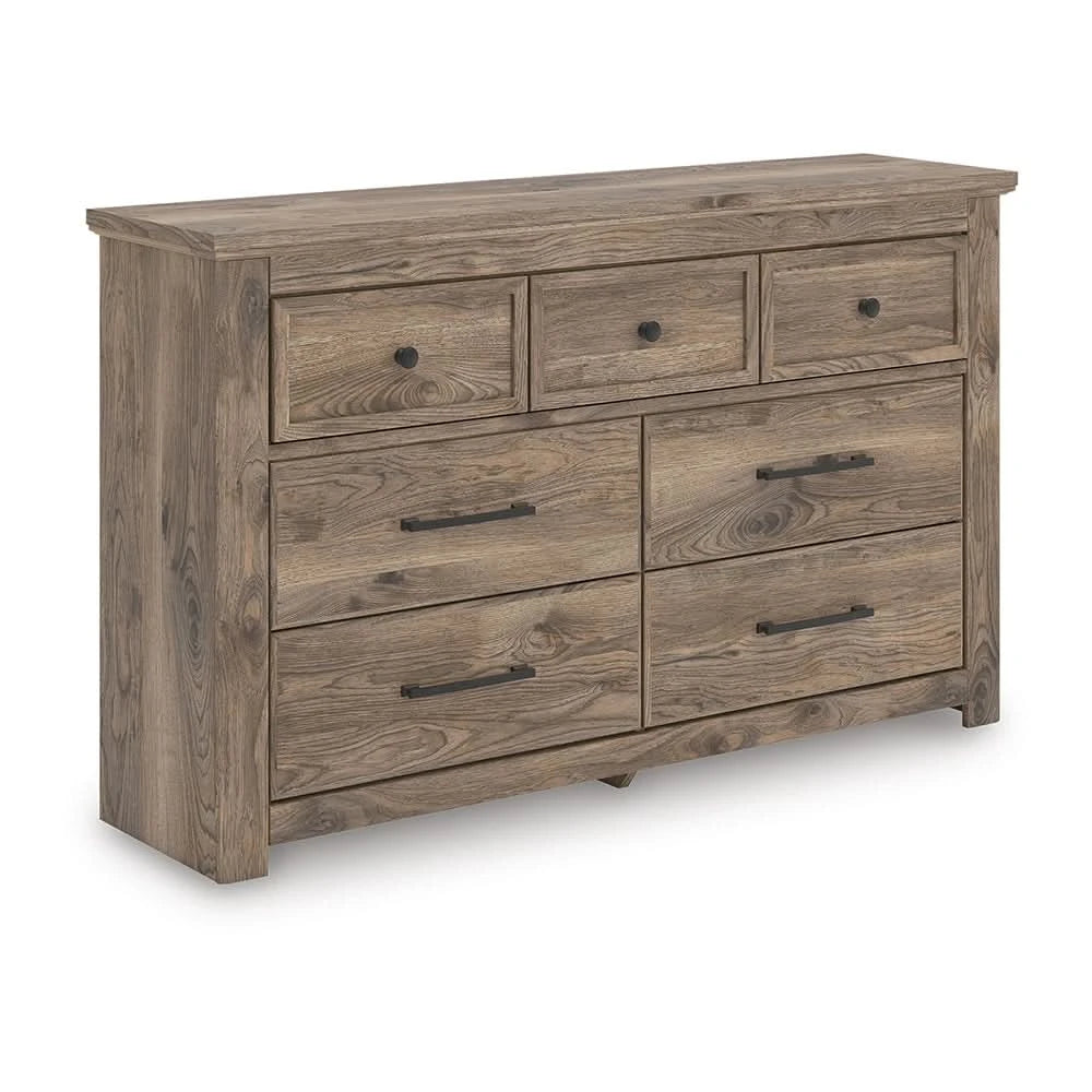 Blake Brown 5PC Bedroom Set with Poster Bed and Hickory Grain Finish