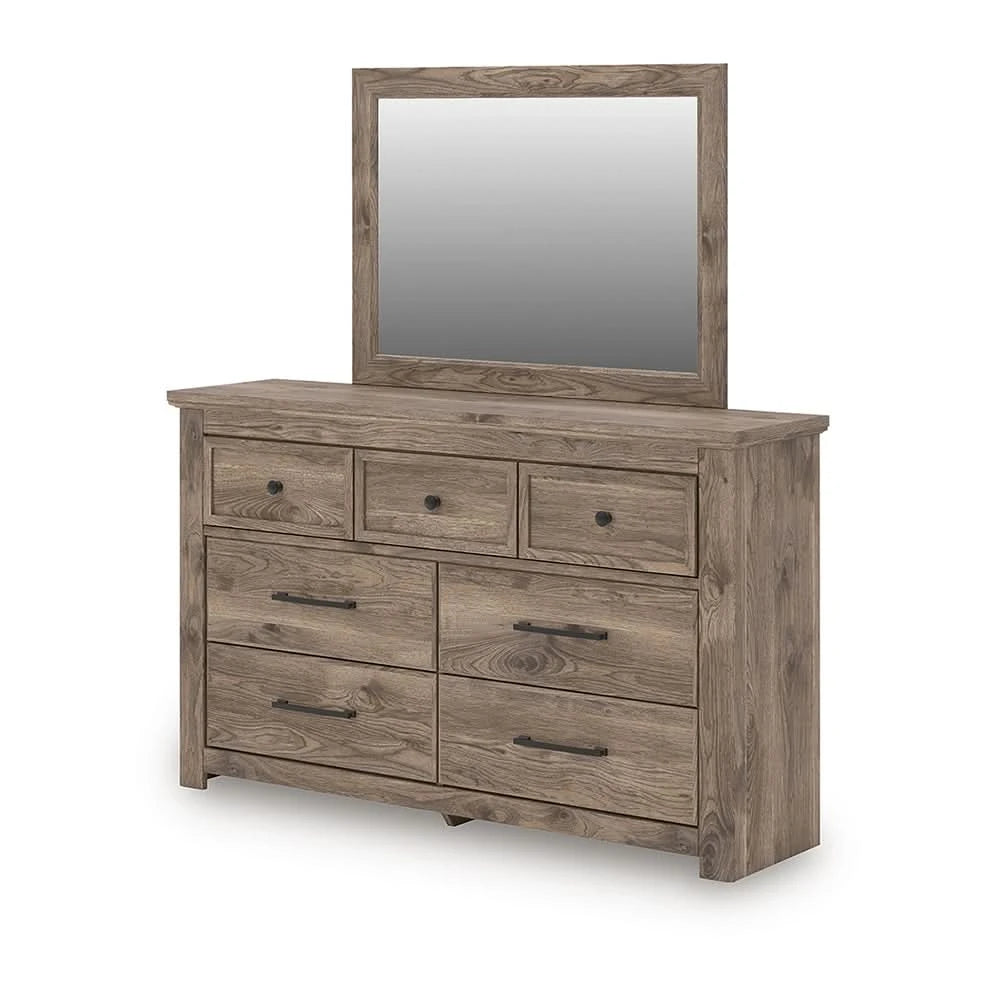 Blake Brown Bedroom Mirror with Hickory Grain Finish