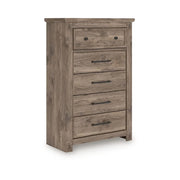 Blake Brown Chest with Hickory Grain Finish and 5 Drawer Storage