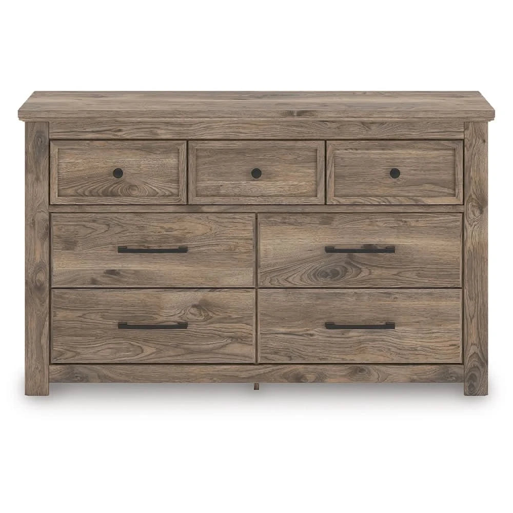 Blake Brown 5PC Bedroom Set with Poster Bed and Hickory Grain Finish