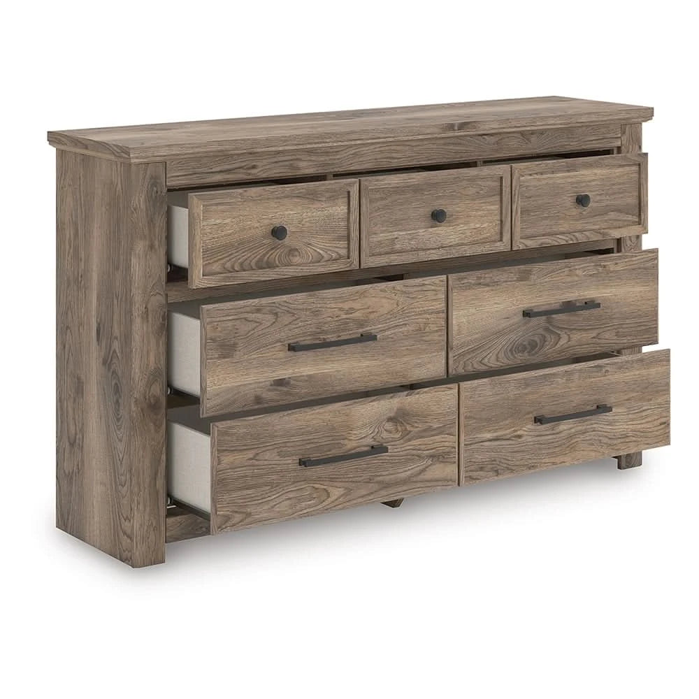 Blake Brown 5PC Bedroom Set with Poster Bed and Hickory Grain Finish