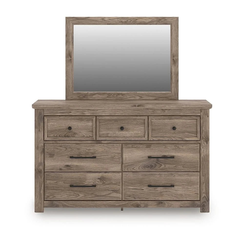 Blake Brown Bedroom Mirror with Hickory Grain Finish