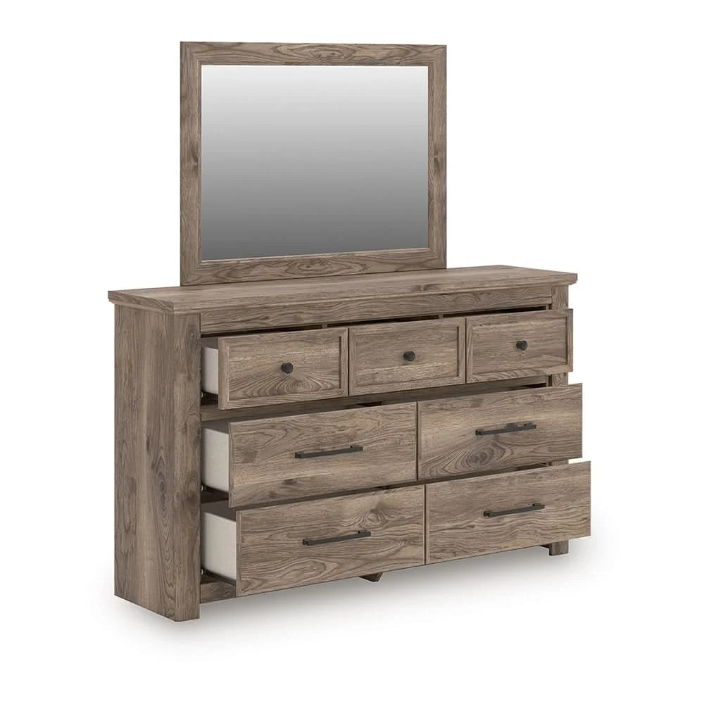 Blake Brown 5PC Bedroom Set with Poster Bed and Hickory Grain Finish