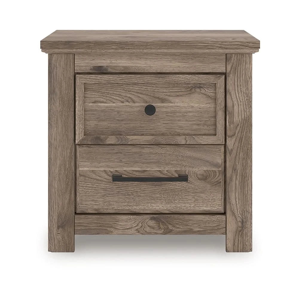Blake Brown Nightstand with Hickory Grain Finish and USB Charging