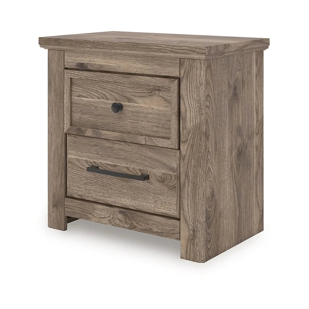 Blake Brown Nightstand with Hickory Grain Finish and USB Charging