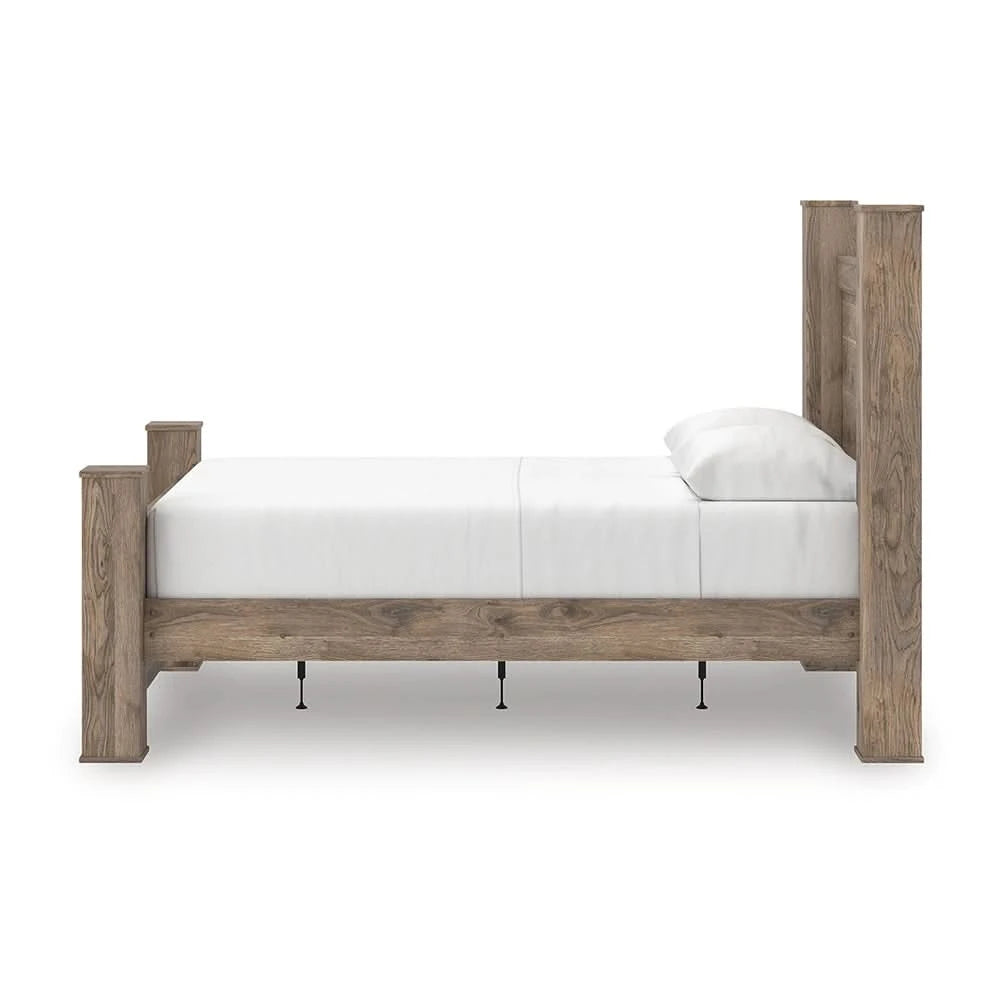 Blake Brown Poster Bed with Hickory Grain Finish