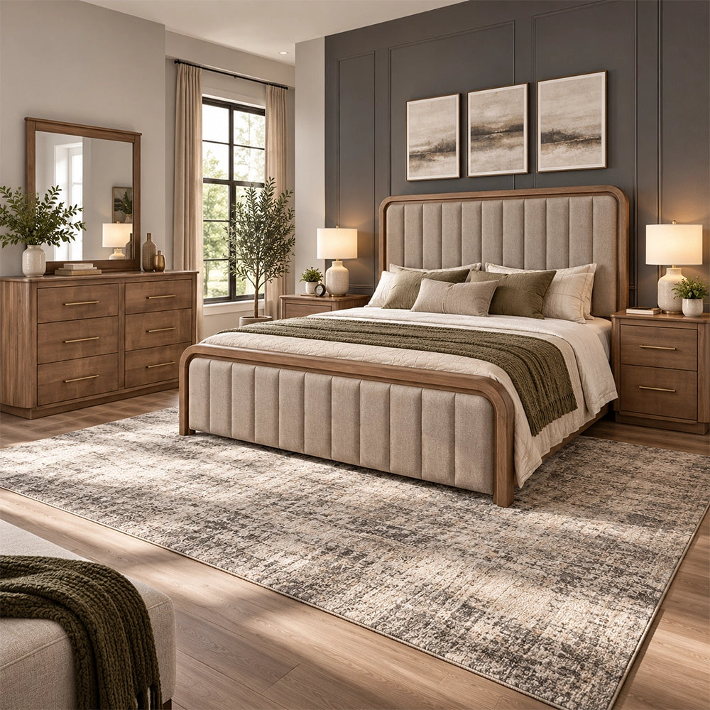 Bodhi Mezquite Brown Rustic Modern Bedroom Set with Dresser and Mirror