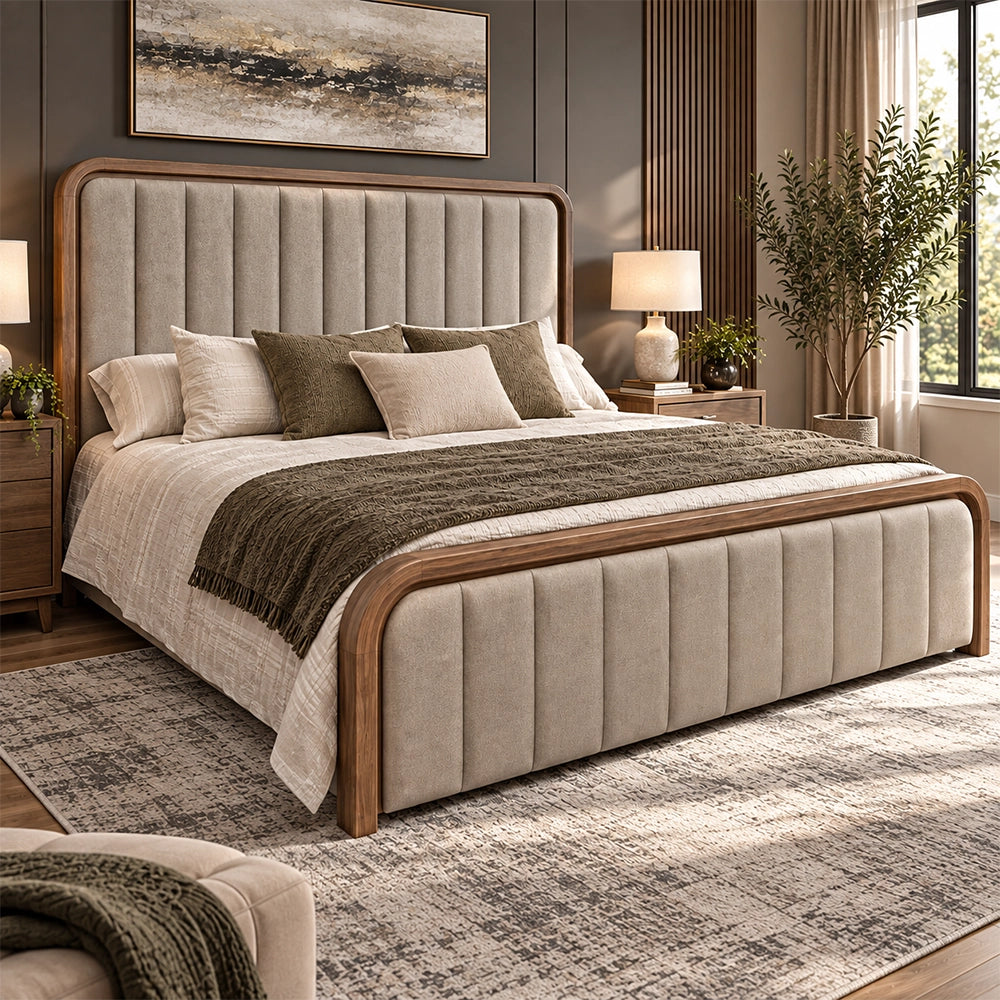 Bodhi Mezquite Brown Rustic Modern Bedroom Set with Dresser and Mirror