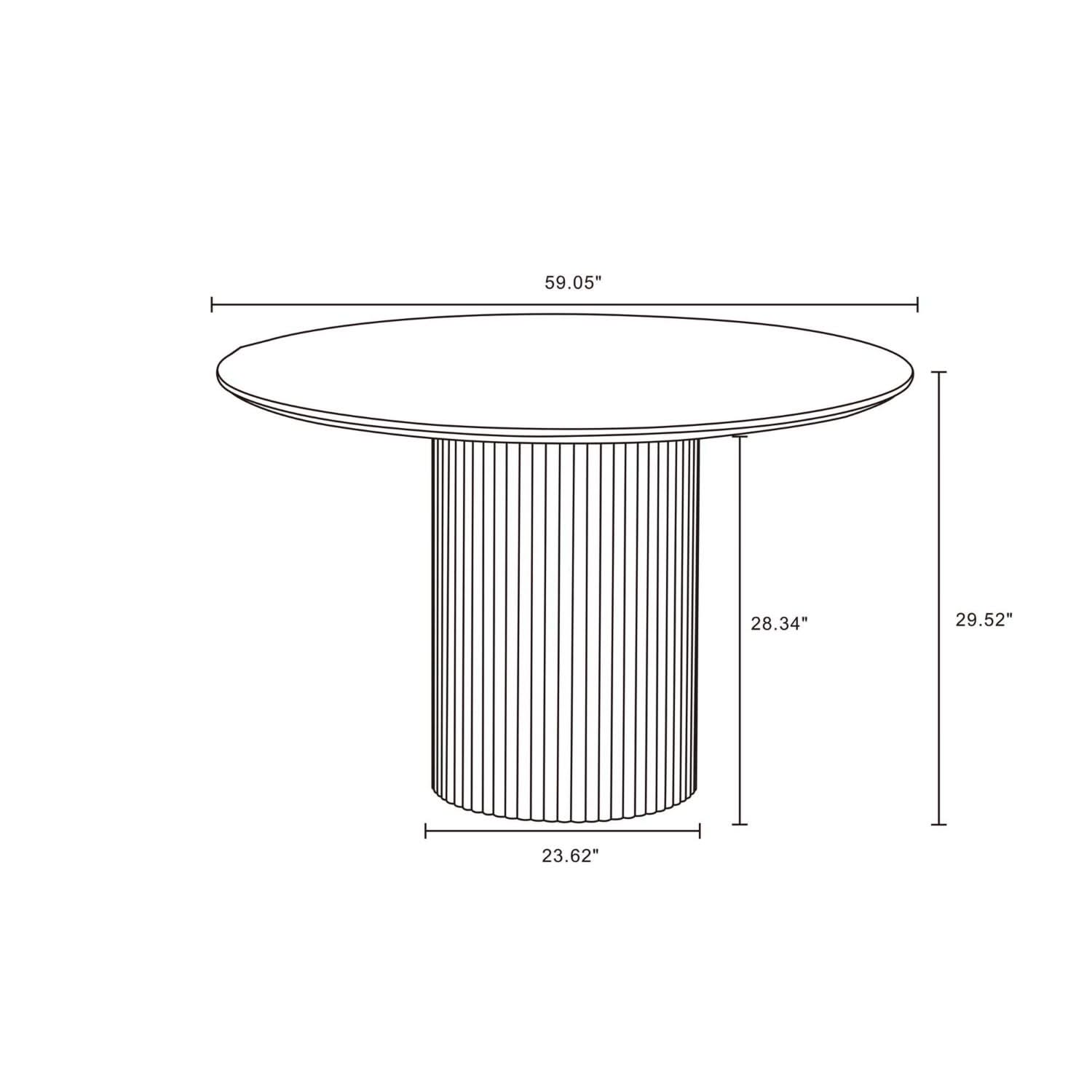 Hathaway - Round Dining Table With Ribbed Base