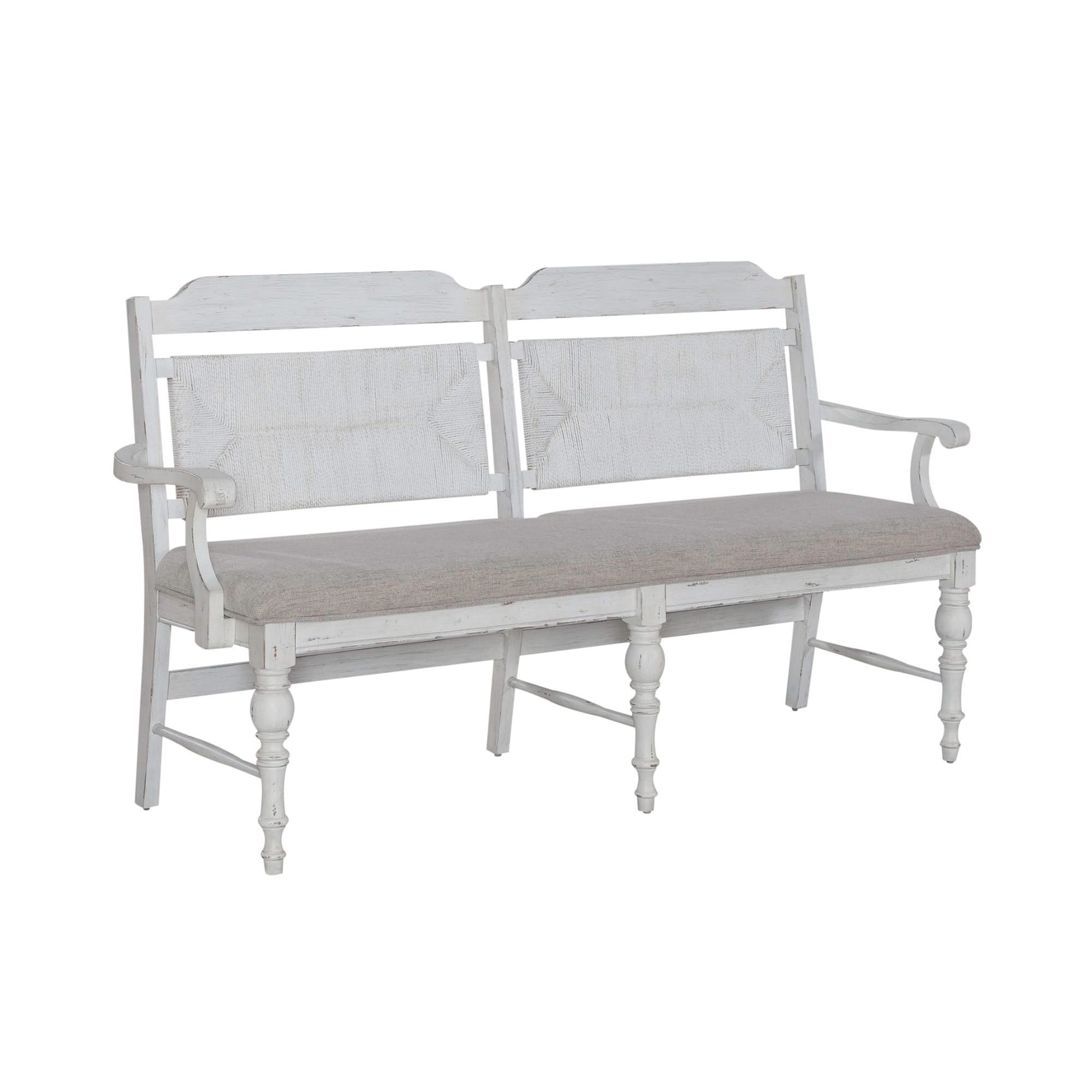 River Place - Panel Back Bench - Riverstone White & Tobacco