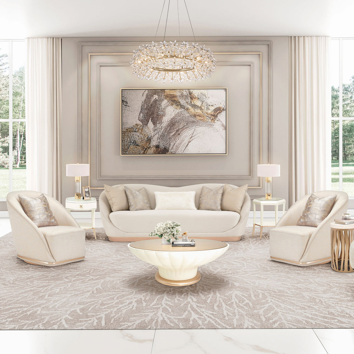 Michael Amini Lighting - Bouquet Round 32" Crystal Chandelier - Gold