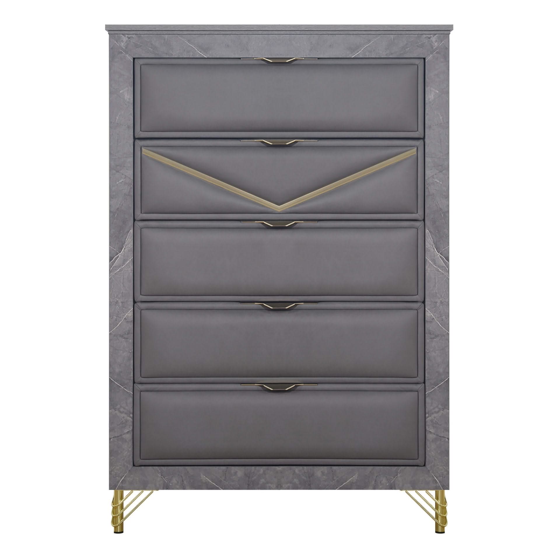 Symmetry - 5 Drawer Chest - Charcoal