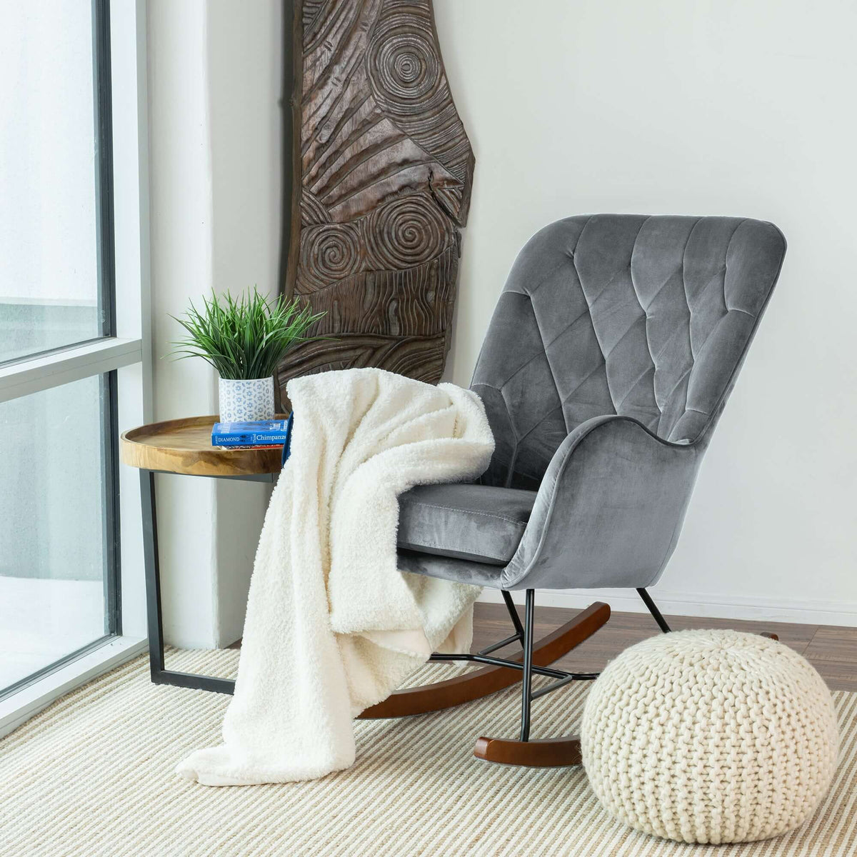 Hannah - Rocking Chair - Gray - Exclusive Furniture