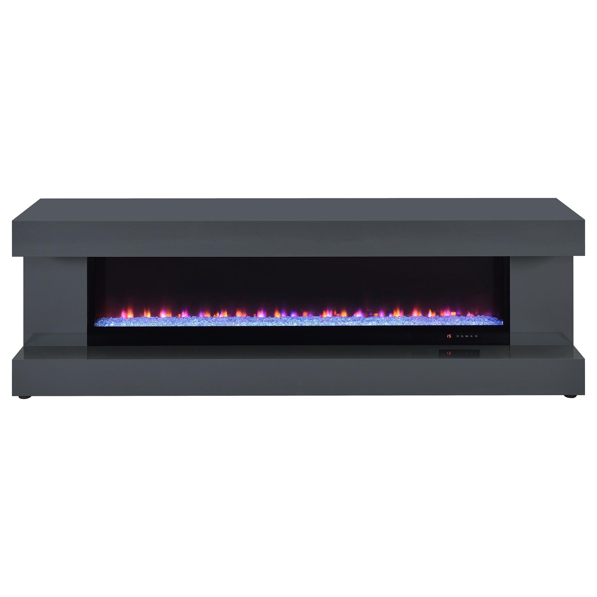 Mallory TV Stand Fireplace Console Bluetooth Speaker Grey High Gloss
