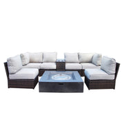 6 Person Patio Seating Set With Cushions And Durable - Brown