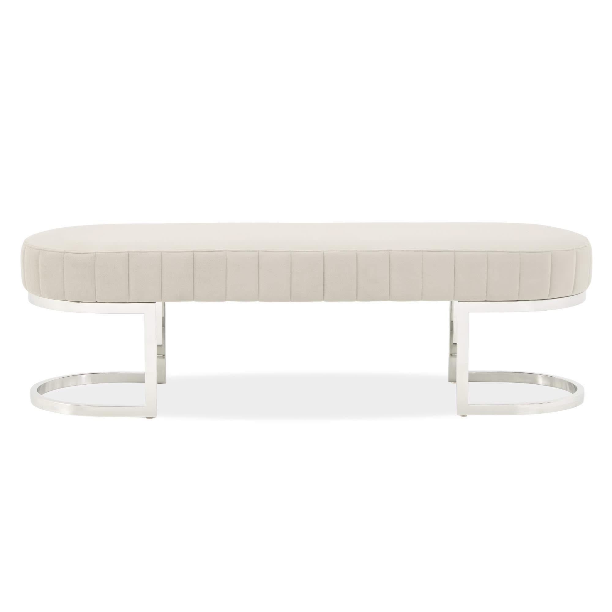 Signature Beds & Benches - Orchid Velvet Accent Bench - Gray / Chrome