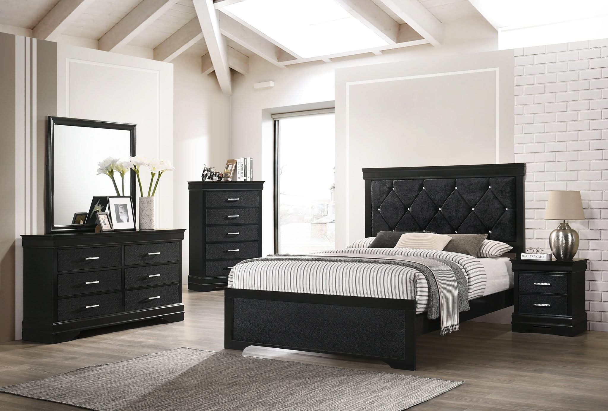 Amalia - Full 5 Piece Bedroom Set - Black