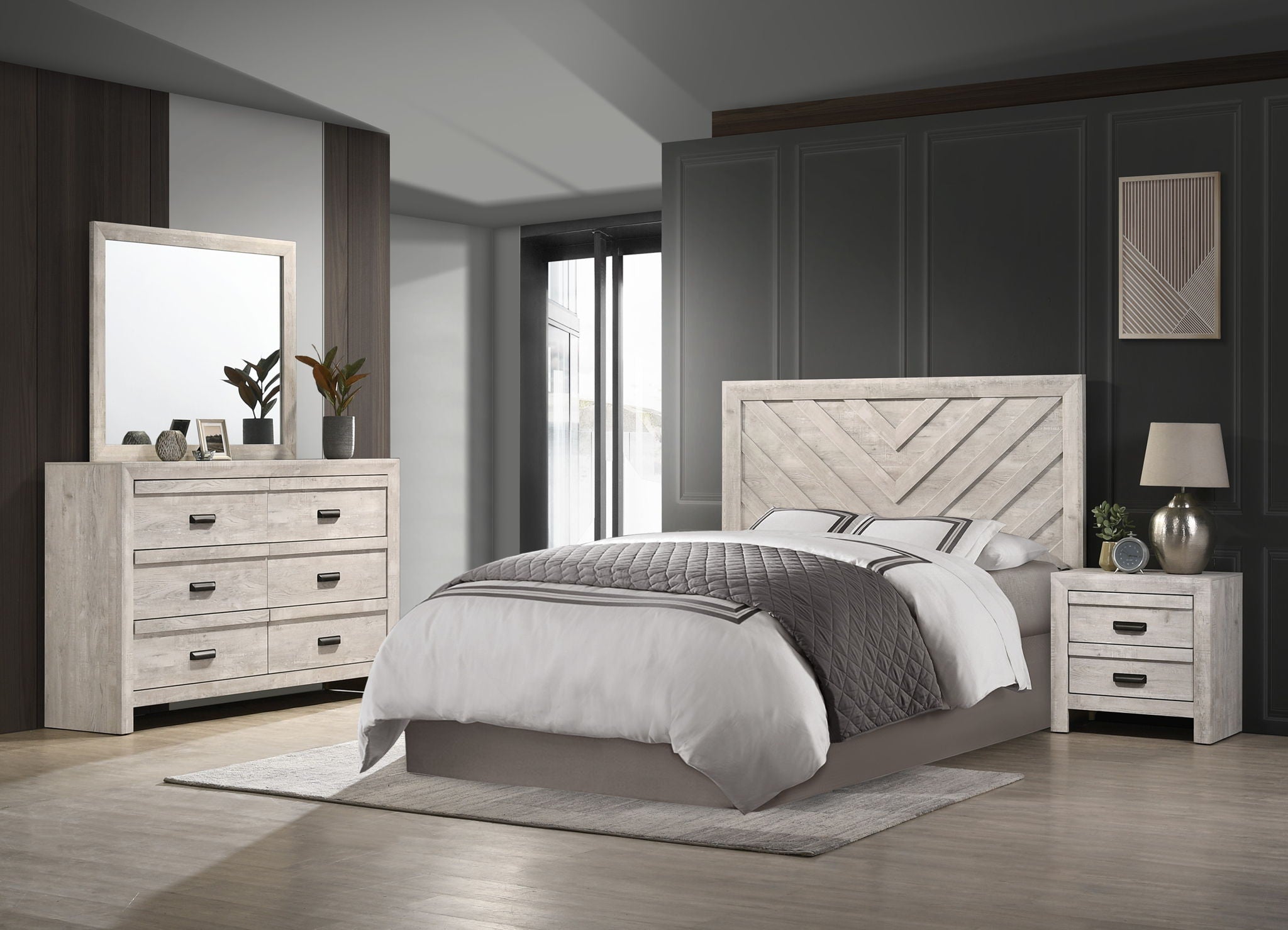 Valor - Twin 4 Piece Bedroom Set - Antique White