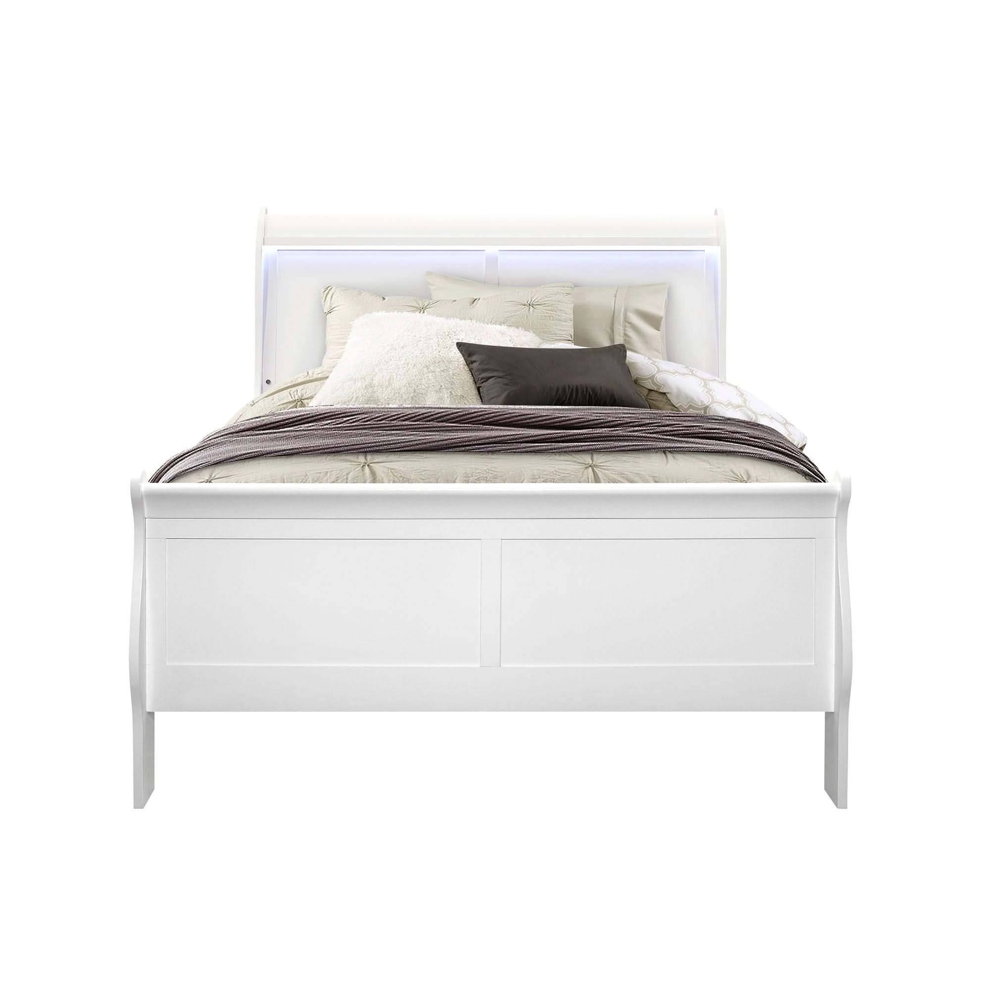 Charlston - Modern Sleigh Design Bed With LED