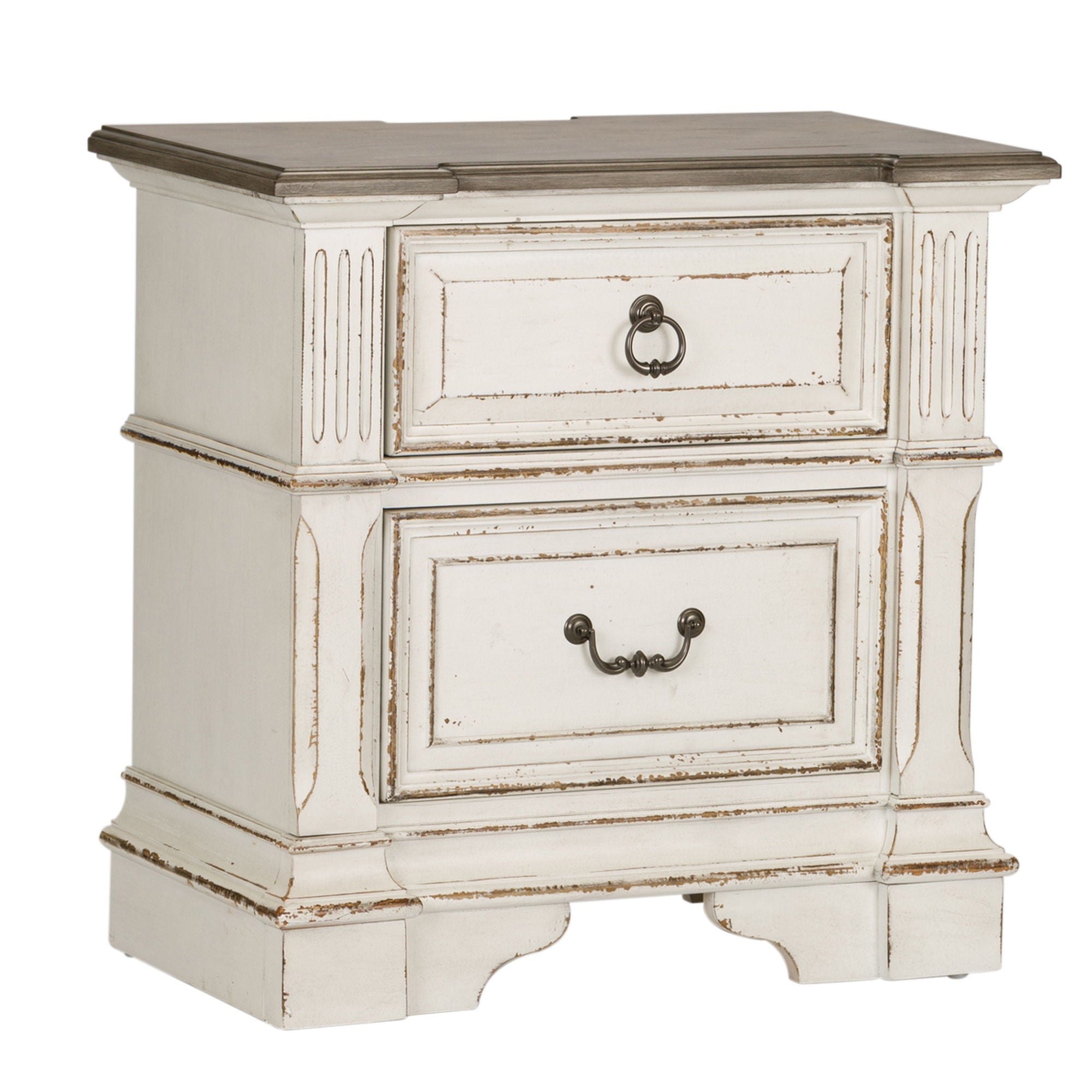 Abbey Park - 2 Drawer Nightstand With Charging Station - Antique White