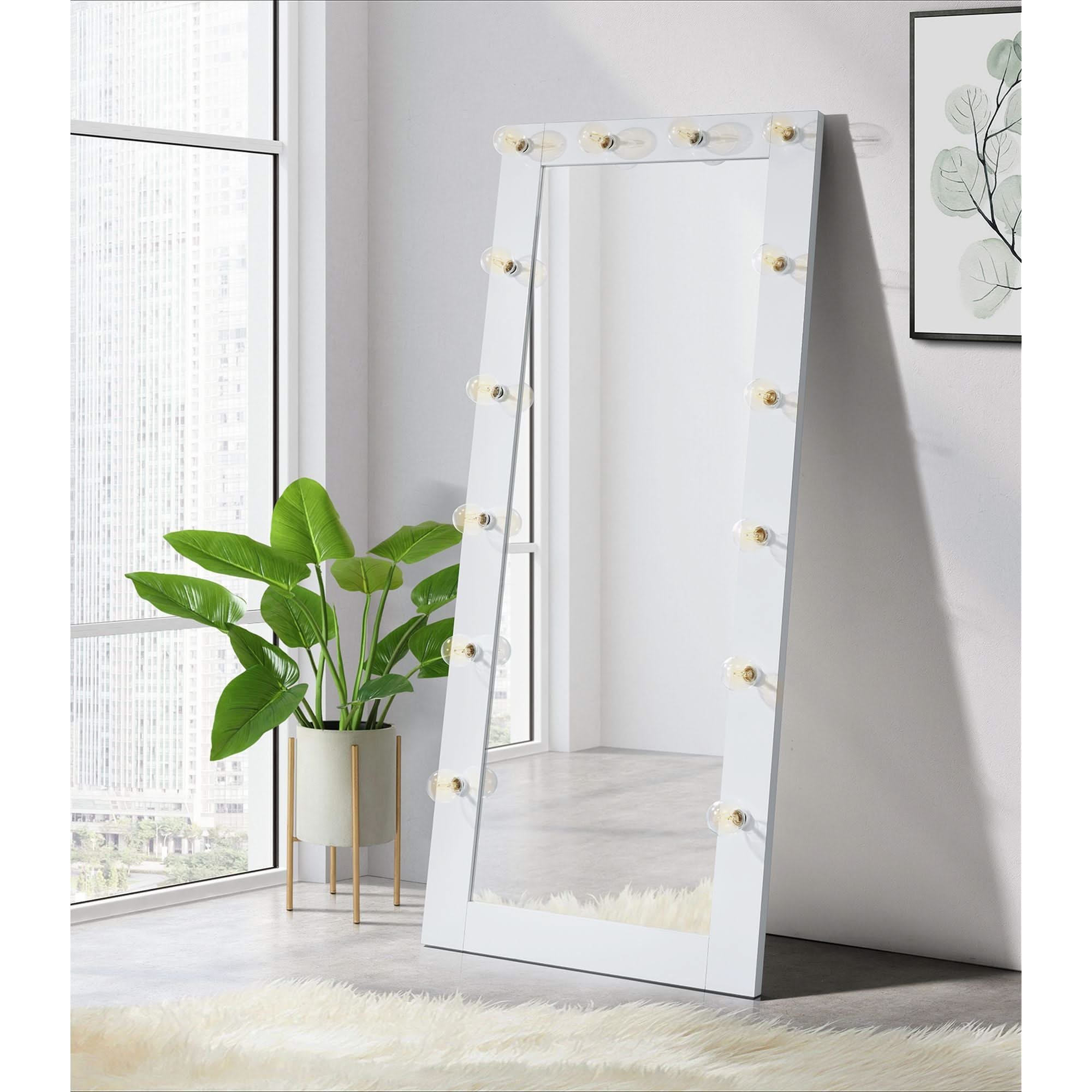 Lindy - Floor Mirror - Glossy White