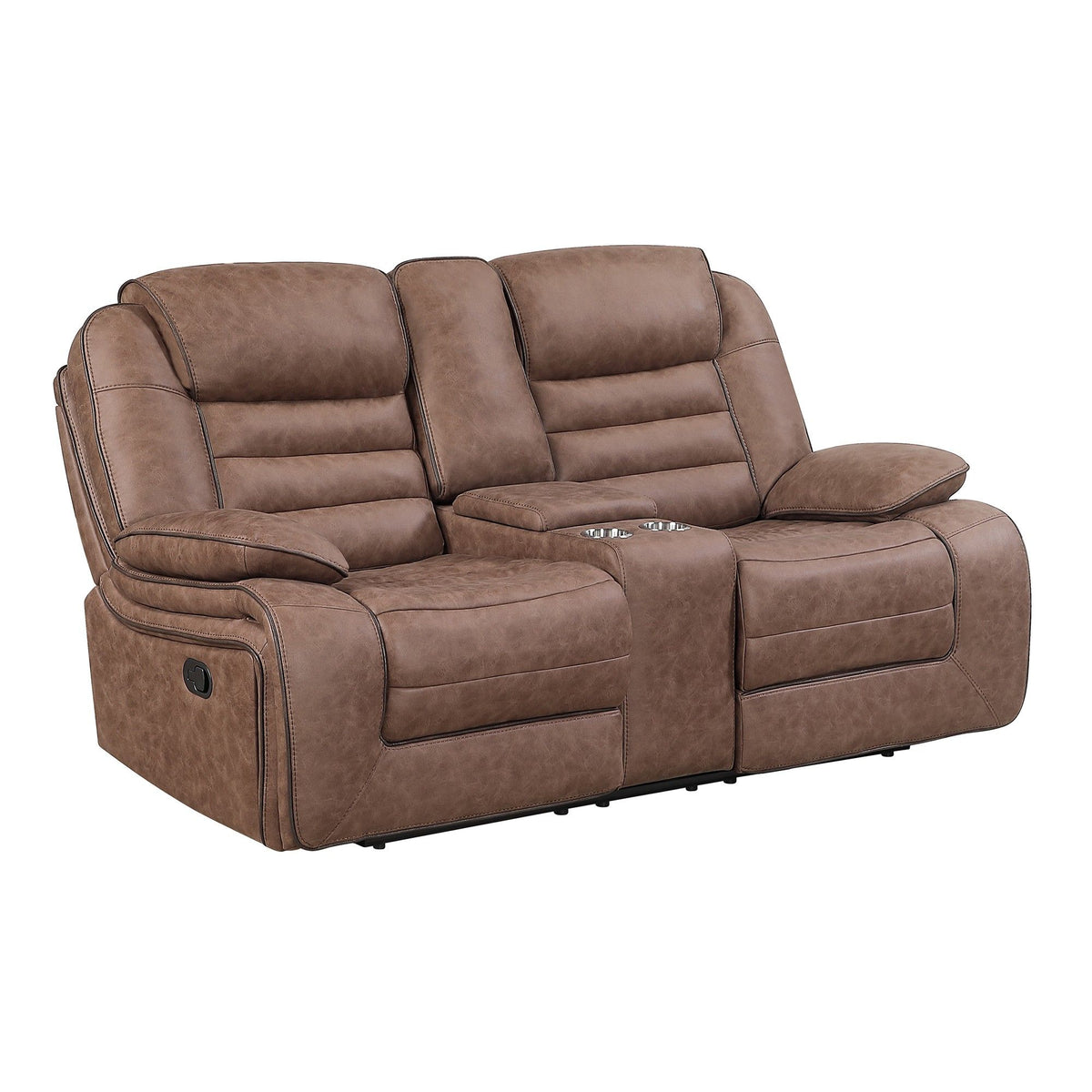 Lucius - Console Reclining Loveseat With Manual Recline - Brown
