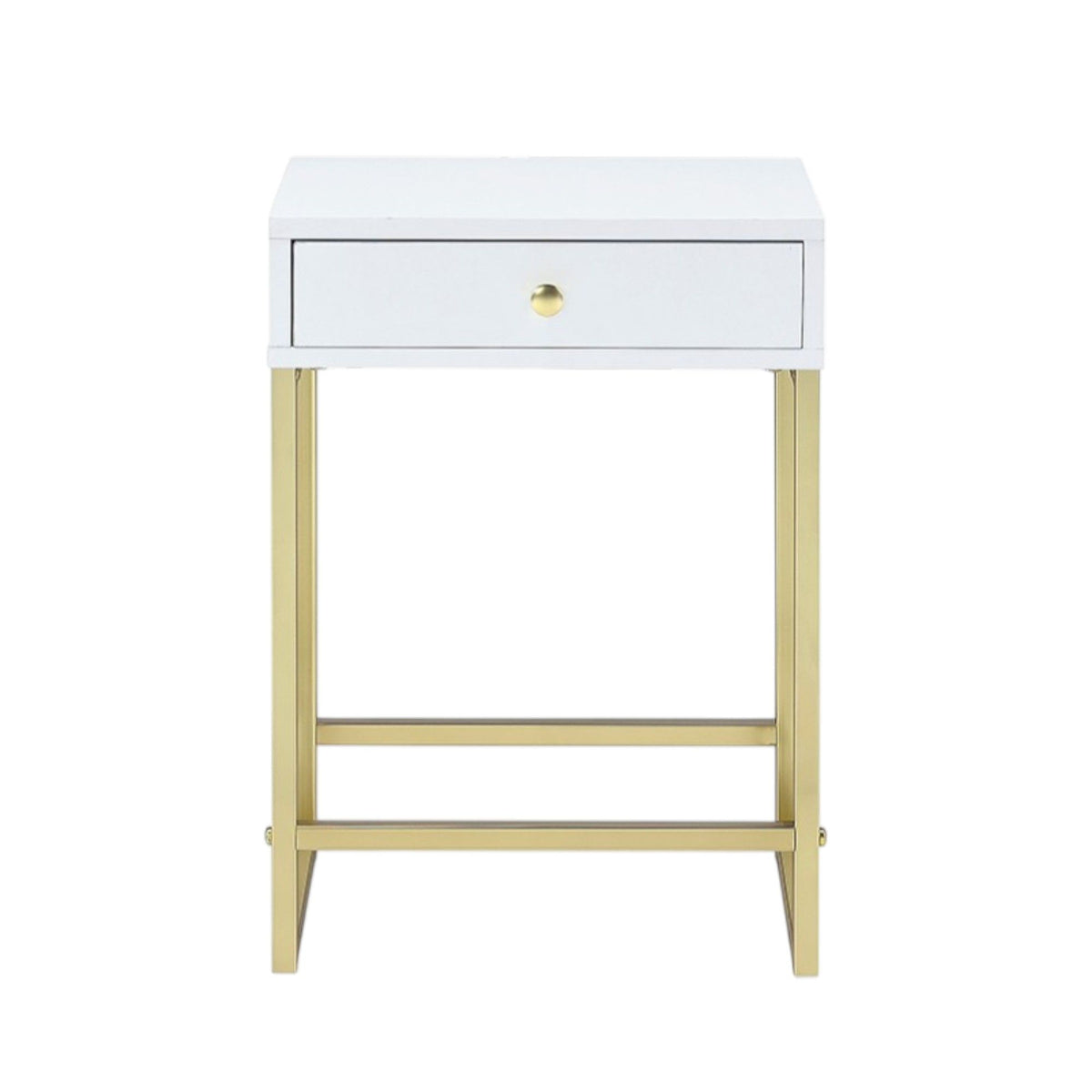 Coleen - Accent Table - White / Brass