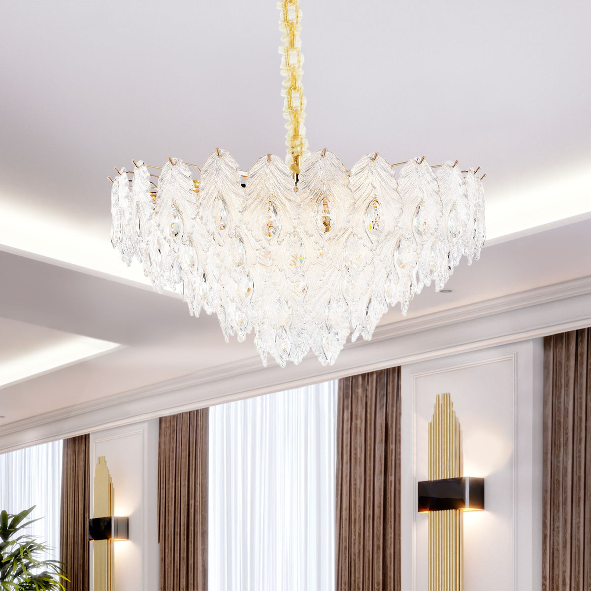 Michael Amini Lighting - Orlisse 18-Light Acrylic Chandelier - Gold