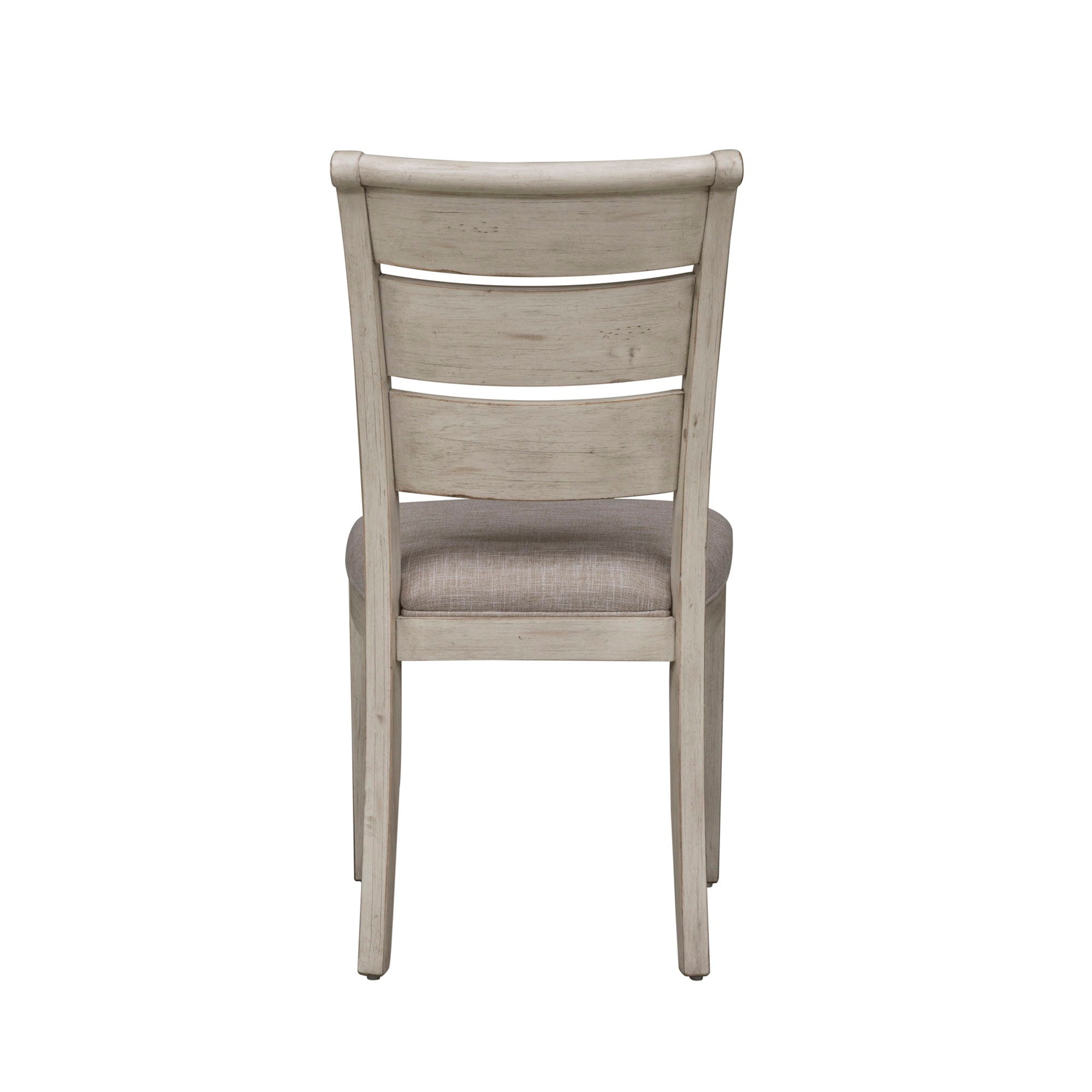Farmhouse Reimagined - Ladder Back Upholstered Side Chair - Antique White / Chestnut Tops