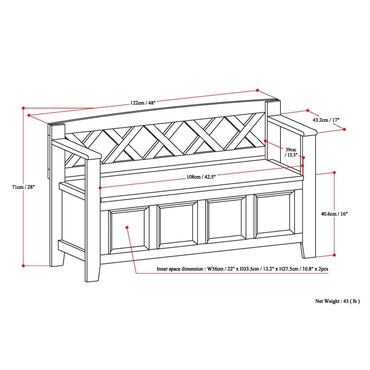 Amherst - Entryway Storage Bench - Light Brown
