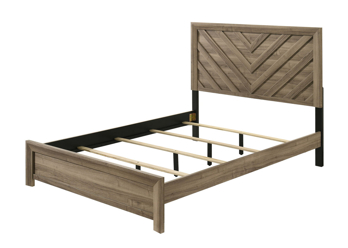 Valor - Queen 5 Piece Bedroom Set - Light Brown